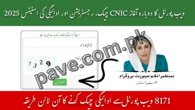 BISP 8171 Web Portal Re-Launch: Check Online CNIC, Registration & Payment Status 2025 1 BISP 8171 Web Portal Re-Launch