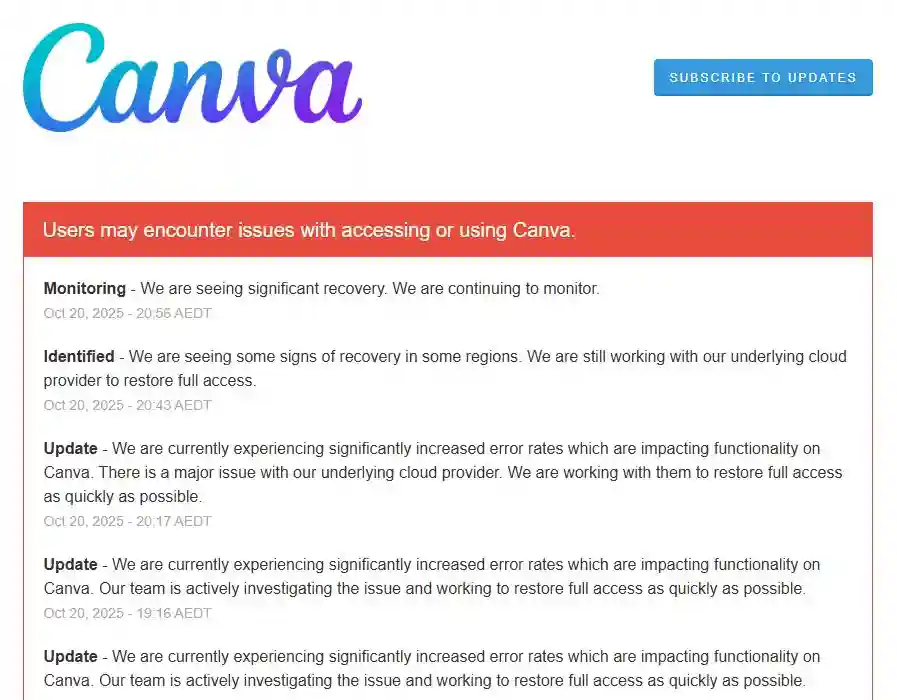 Canva Down Today 2025 – Major Outage Disrupts Global Users 6 Canva outage 2025
