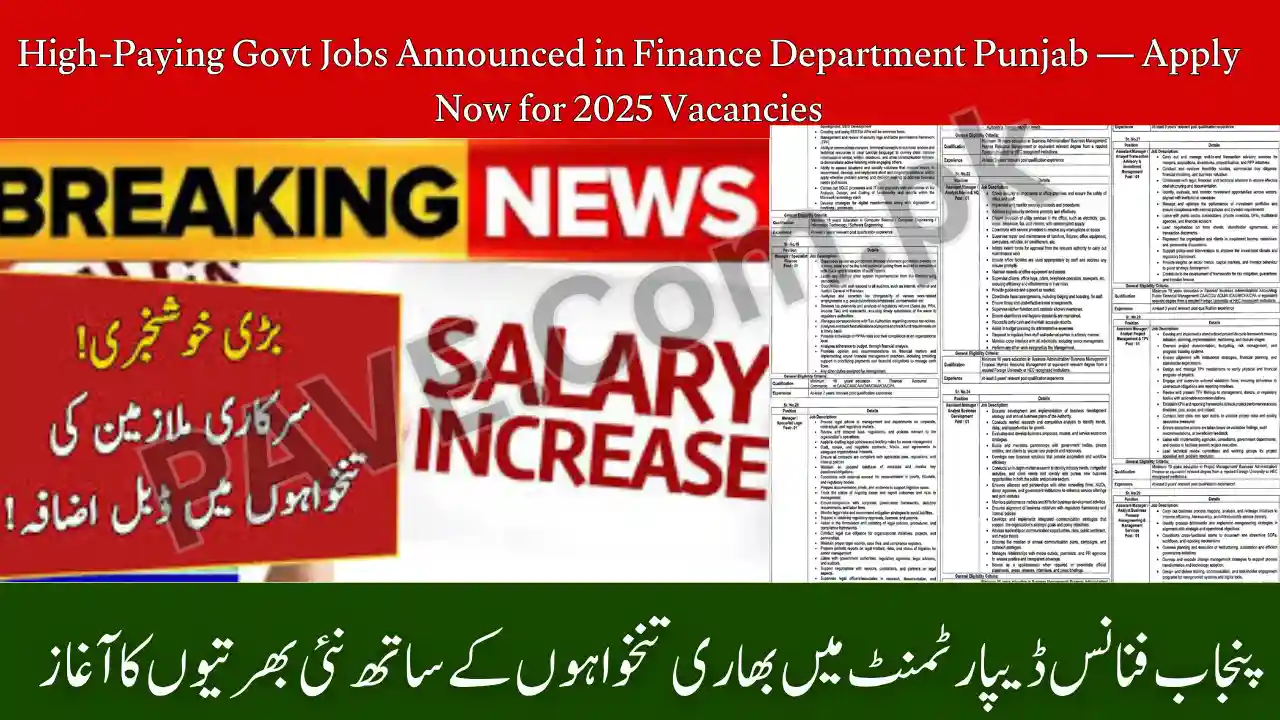 High-Paying Govt Jobs Announced in Finance Department Punjab — Apply Now for October 2025 Vacancies 1 High-Paying Govt Jobs Announced in Finance Department Punjab