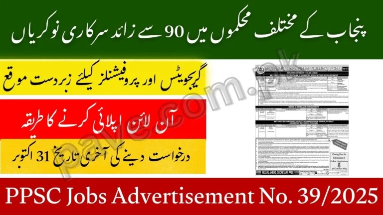 PPSC Jobs Advertisement No. 39/2025