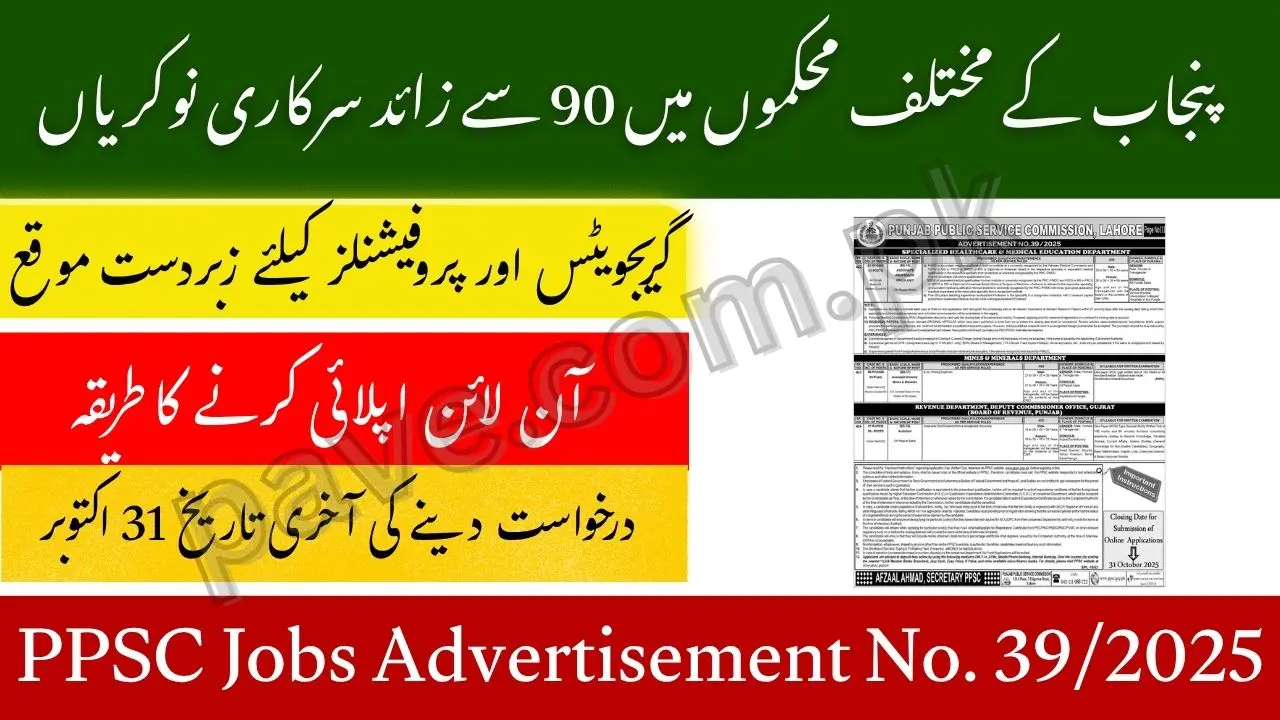 PPSC Jobs Advertisement No. 39/2025
