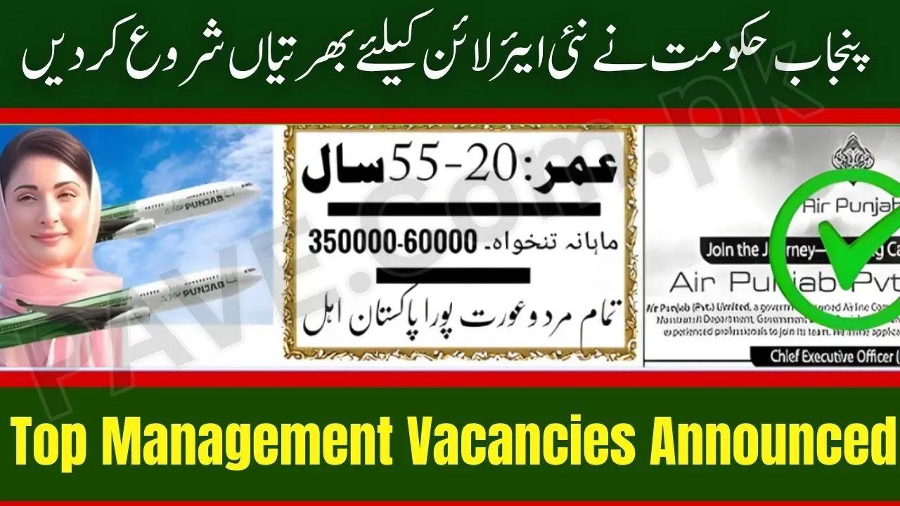 Air Punjab Recruitment 2025 Top Management for New Hiring