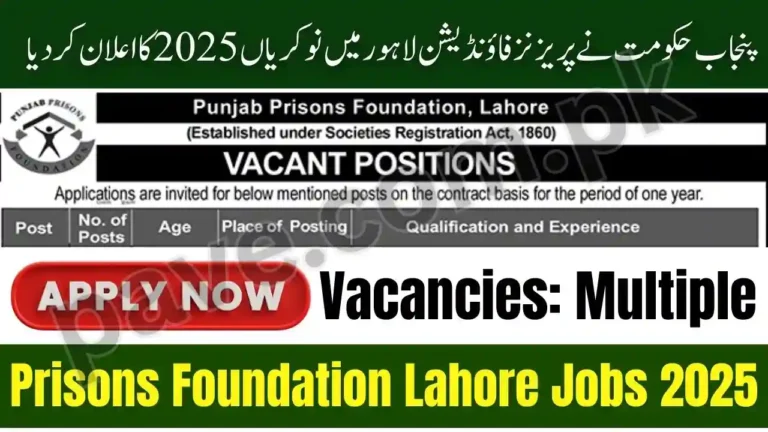 Punjab Govt Announces Prisons Foundation Lahore Jobs 2025