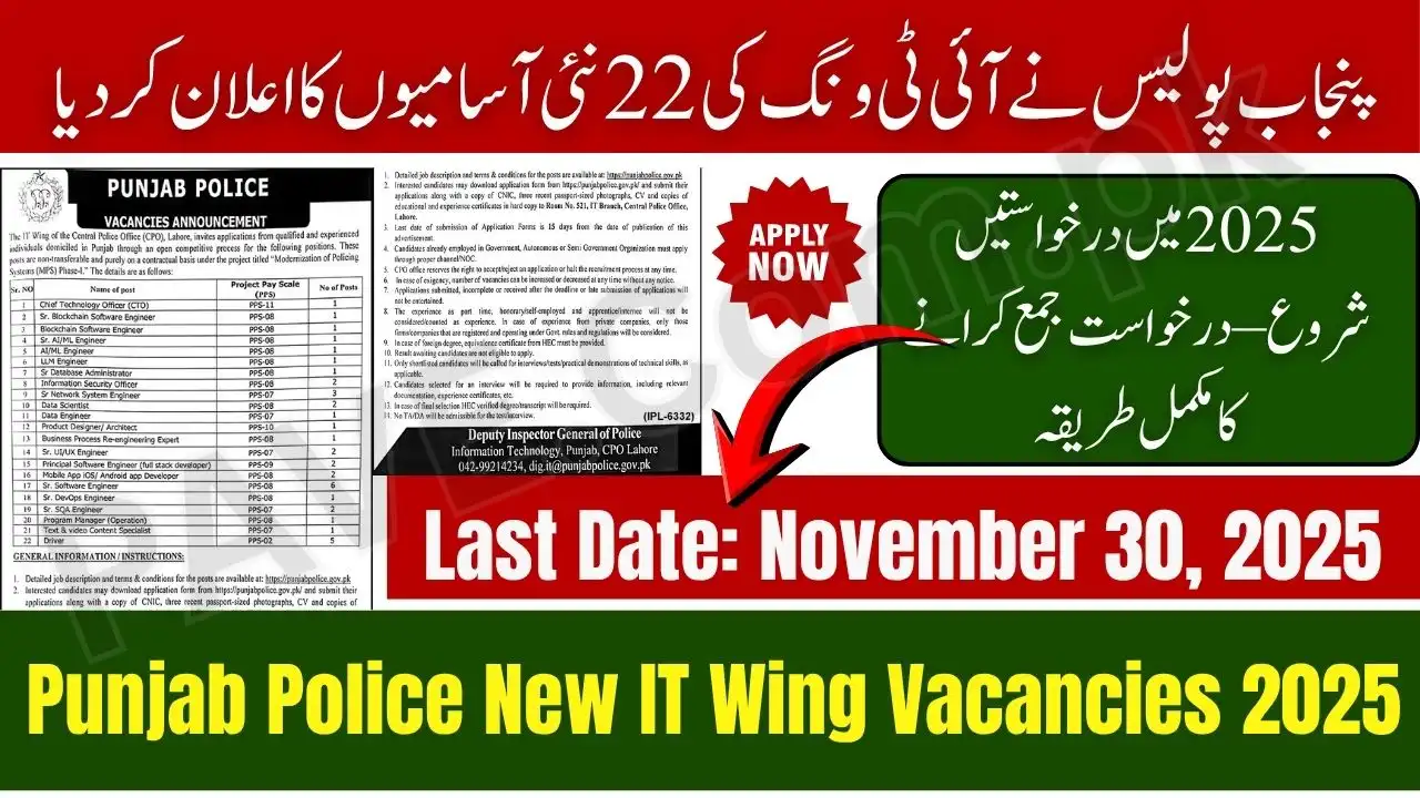 Punjab Police Announces 22 New IT Wing Vacancies 2025 – Applications Open Now 1 Punjab Police Announces 22 New IT Wing Vacancies 2025
