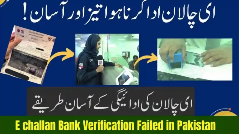 E challan Bank Verification Failed in Pakistan