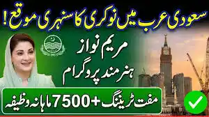 Hunarmand Program Punjab 2026: Free Training, Rs. 7,500 Monthly & Work in Saudi Arabia 1 Hunarmand Program Punjab 2026 Free Training, Rs. 7,500 Monthly & Work in Saudi Arabia