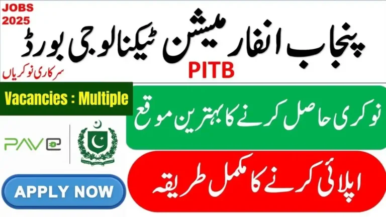 PITB Announces New Vacancies Across Punjab Online Apply