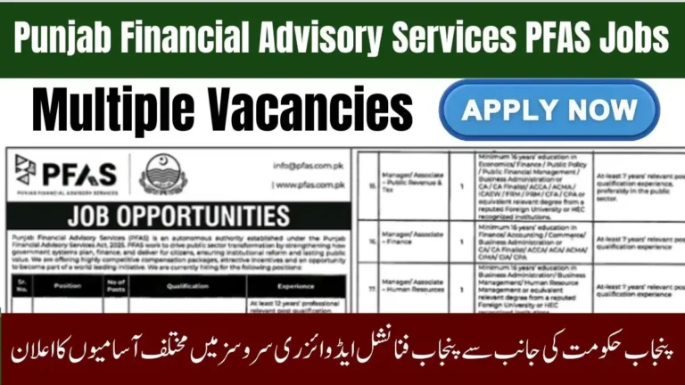 Punjab Financial Advisory Services PFAS Jobs 2025