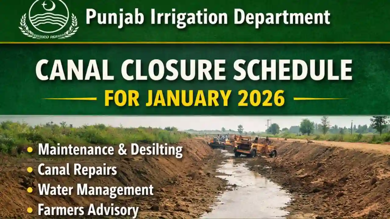 Punjab Irrigation Department Releases Canal Closure Schedule for January 2026 1 Punjab Irrigation Department Releases Canal Closure Schedule for January 2026
