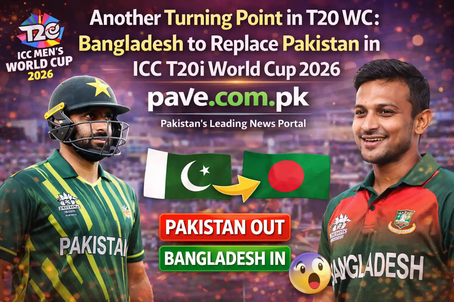Another Turning Point in T20 WC: Bangladesh to Replace Pakistan in ICC T20i World Cup 2026