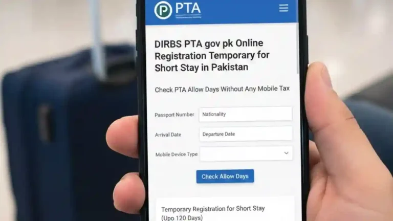 DIRBS PTA gov pk Online Registration Temporary for Short Stay in Pakistan