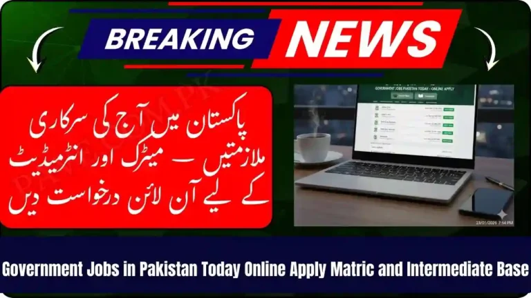 Government Jobs in Pakistan Today Online Apply Matric and Intermediate Base