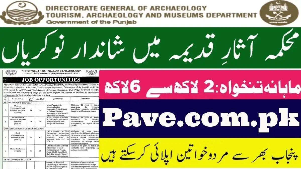 Government of Punjab Archaeology Department Jobs 2026 – PMU Project Latest Vacancies 1 Government of Punjab Archaeology Department Jobs 2026