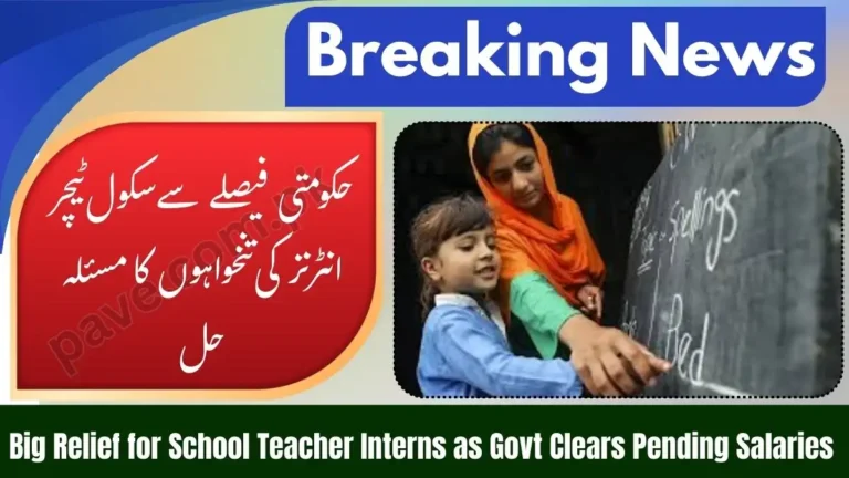 Breaking: Govt Approves Pending Salaries for School Teacher Interns
