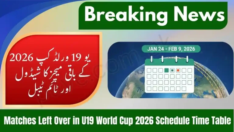 Matches Left Over in U19 World Cup 2026 Schedule Time Table 8 Matches Left Over in U19 World Cup 2026 Schedule Time Table