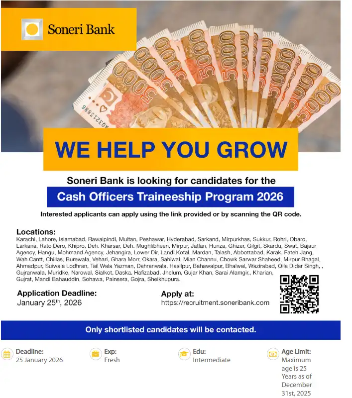 Soneri Bank Announces Cash Officer Traineeship Program 2026 Apply Online 6 Soneri Bank Cash Officer Traineeship Program 2026