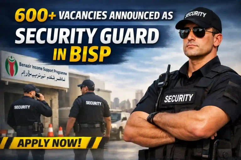 600+ Vacancies Announced As Security Guard in BISP via www.bisp.gov.pk BISP Jobs Portal