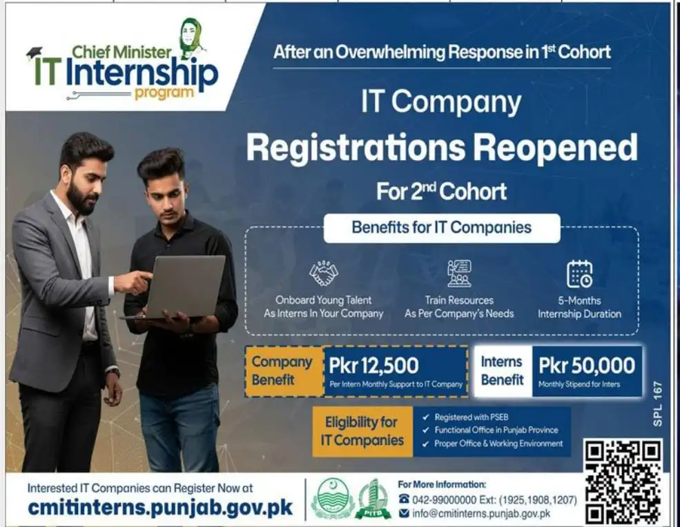 CM IT Internship Program Registrations Reopened for 2nd Cohort in Punjab 1 CM IT Internship Program Registrations Reopened for 2nd Cohort in Punjab