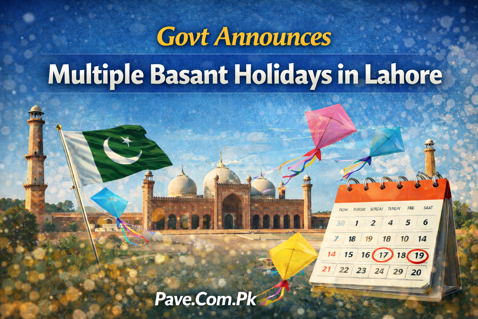 Govt Announces Multiple Basant Holidays in Lahore