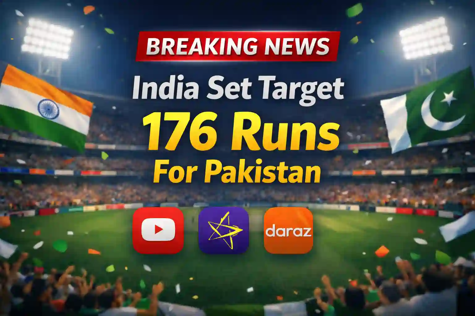 Breaking News: India Set Target 176 Runs For Pakistan 1 India Set Target 176 Runs For Pakistan