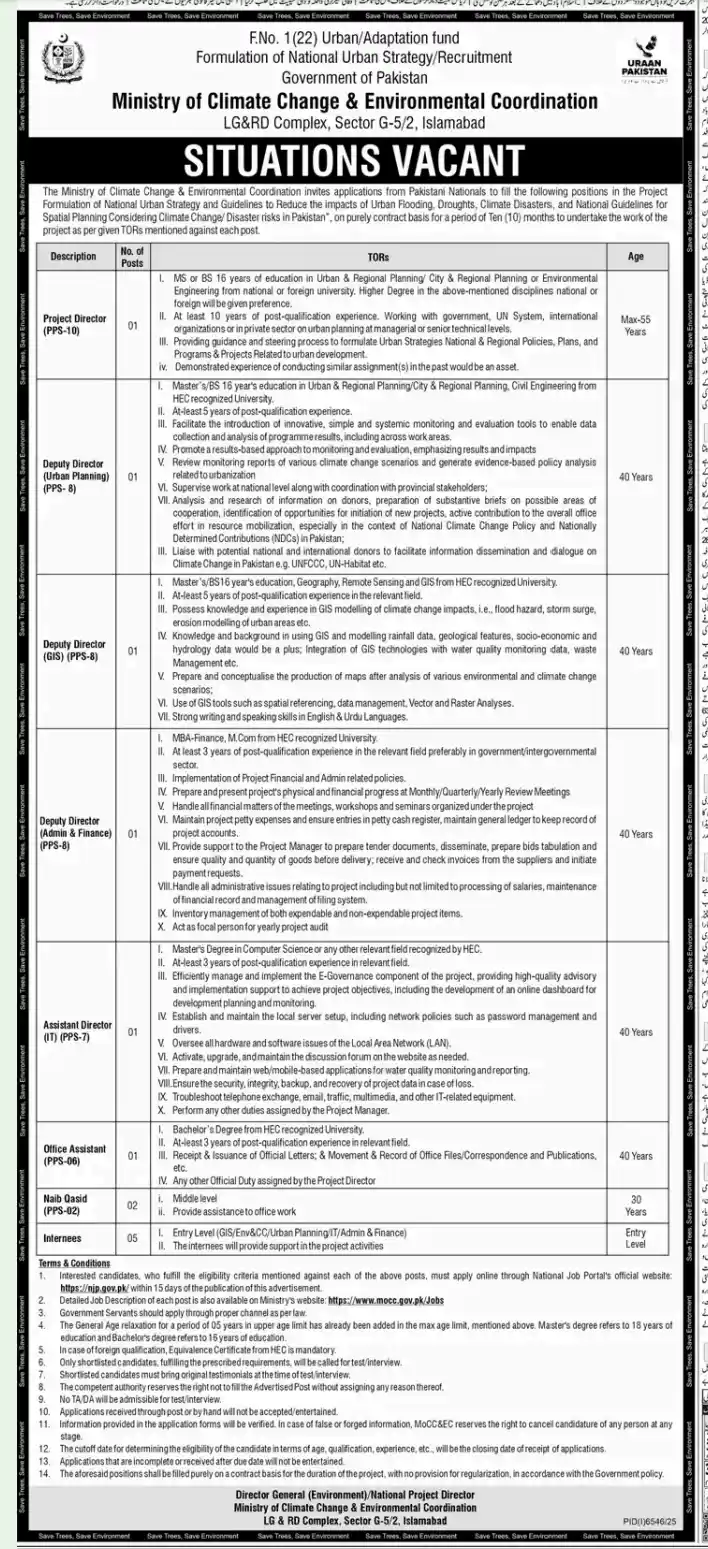 Ministry of Climate Change Announces New Government Jobs in Islamabad 4 Ministry of Climate Change Announces New Government Jobs in Islamabad
