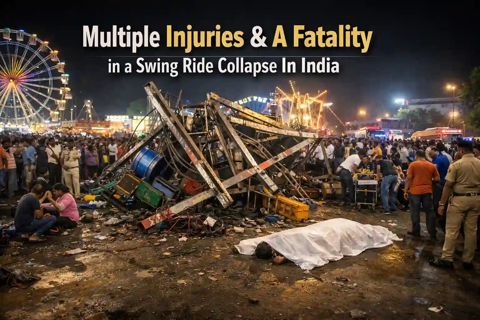 Multiple Injuries & A Fatality in a Swing Ride Collapse In India 1 Multiple Injuries & A Fatality in a Swing Ride Collapse In India