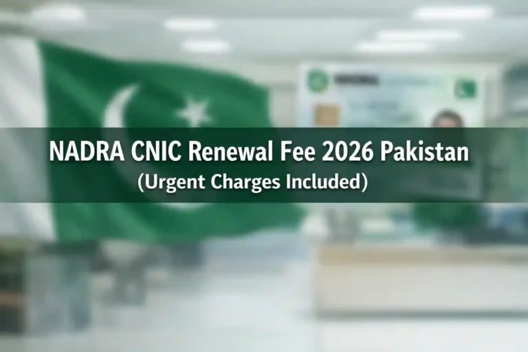NADRA CNIC Renewal Fee 2026 Pakistan (Urgent Charges Included)