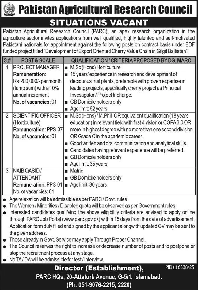 PARC Jobs 2026 Advertisement: