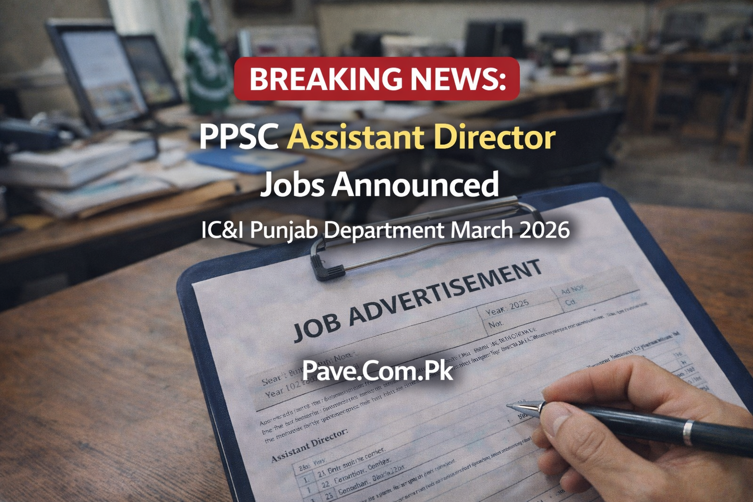 PPSC Announces Vacancies Of Assistant Directors in ICI Punjab Department March 2026