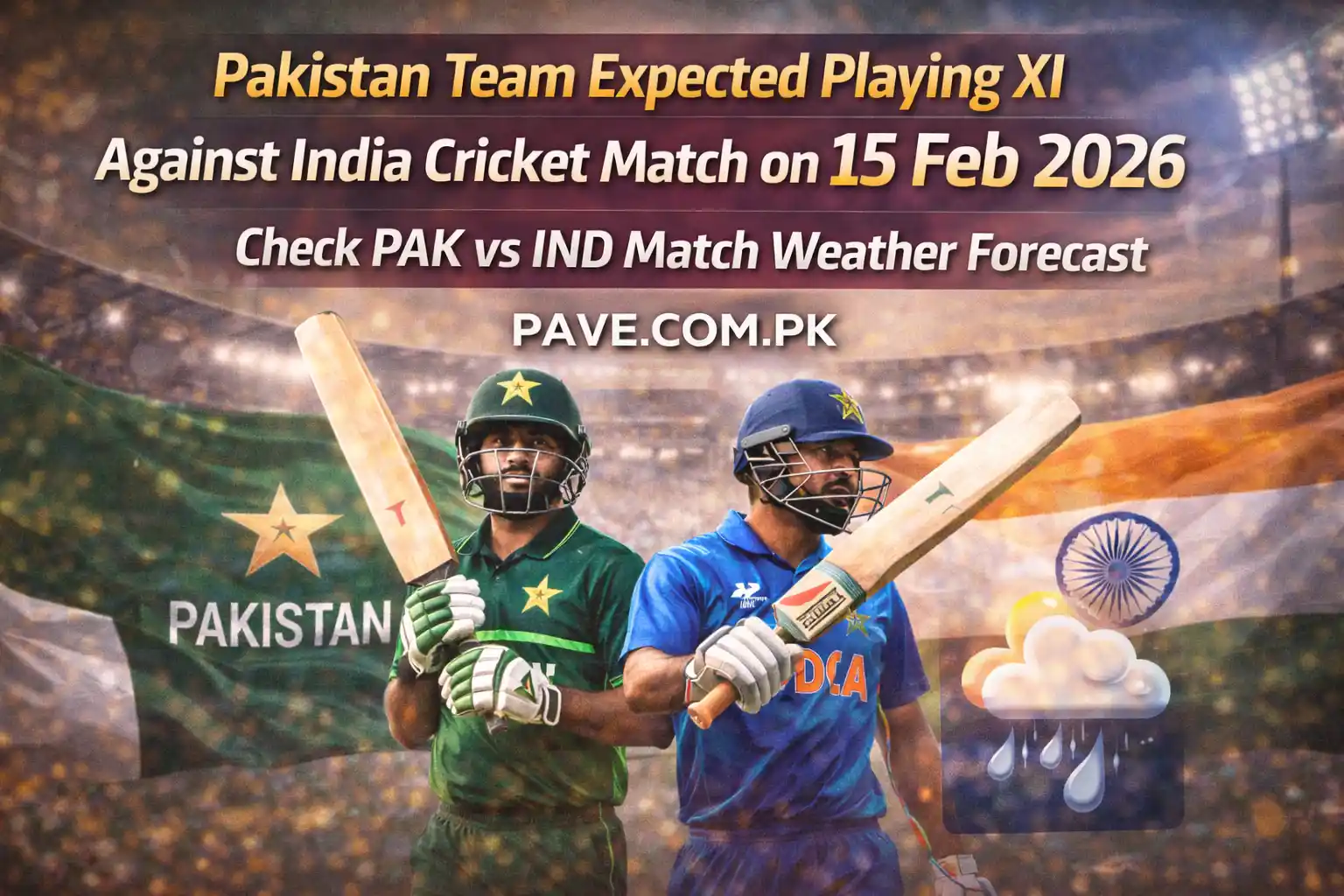 Pakistan Team Expected Playing XI Against India Cricket Match on 15 Feb 2026 – Check PAK vs IND Match Weather Forecast