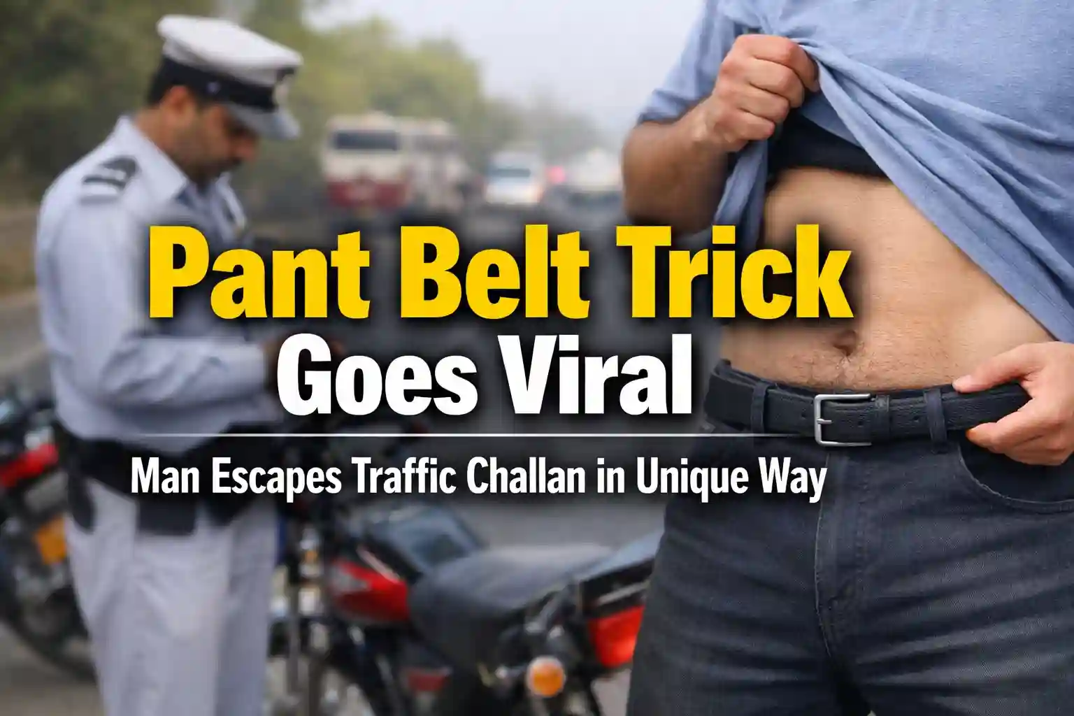Pant Belt Trick Goes Viral Man Escapes Traffic Challan in Unique Way