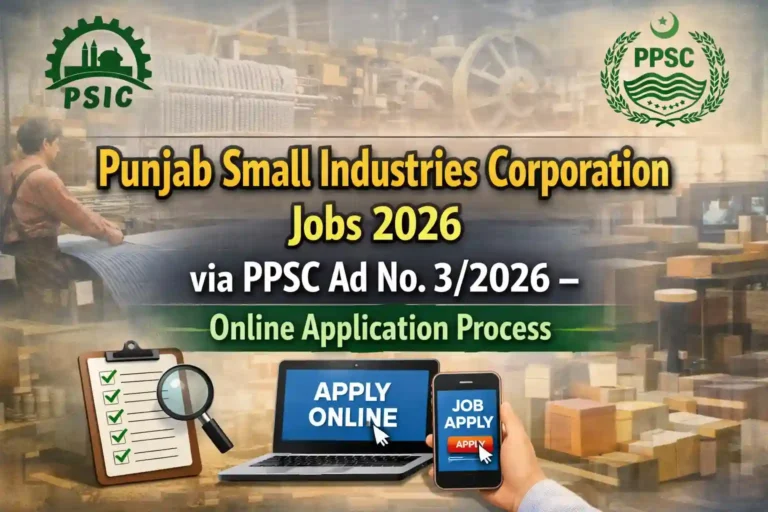 Punjab Small Industries Corporation Jobs 2026 via PPSC Ad No. 32026 – Online Application Process