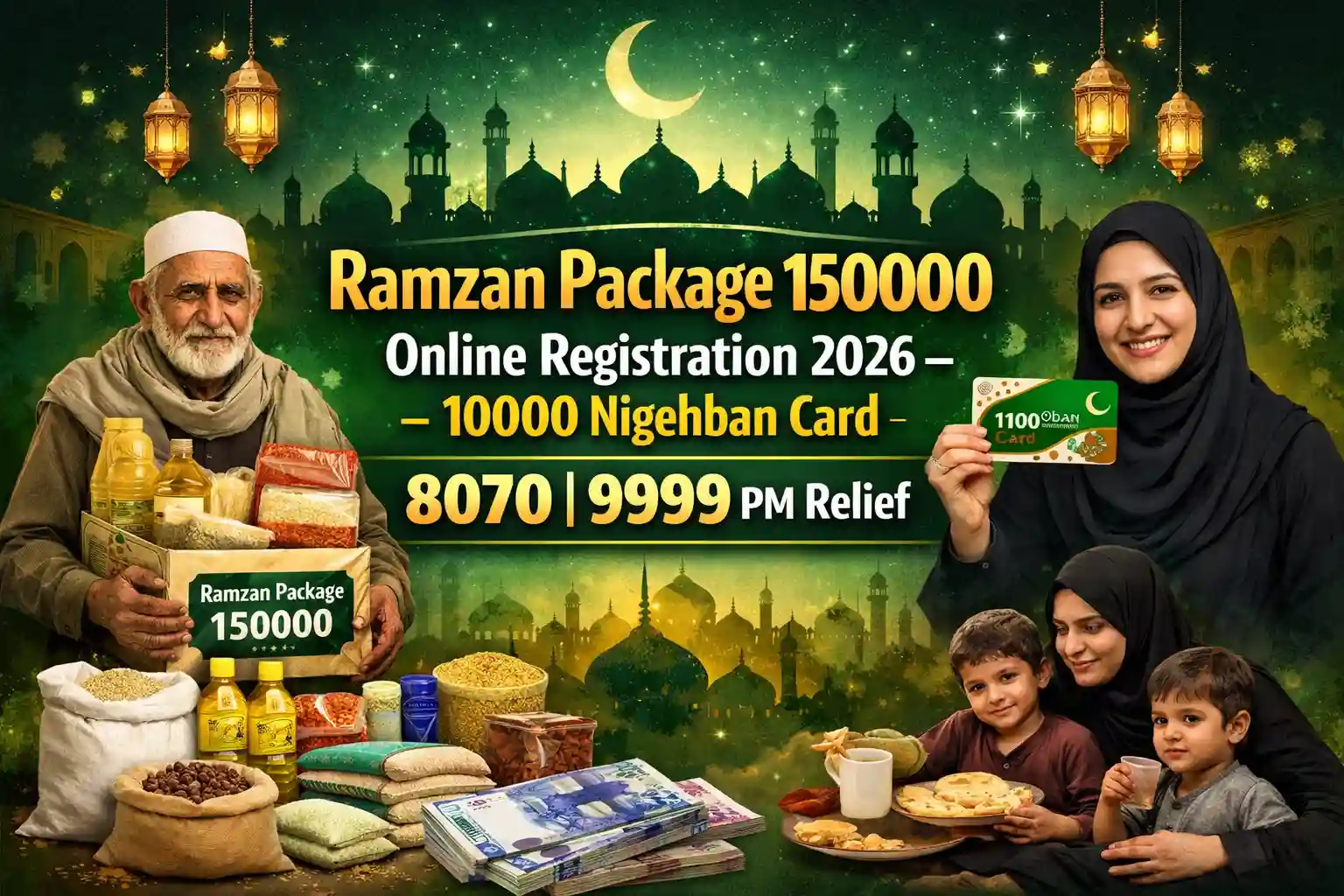 Ramzan Package 15000 Online Registration 2026 – 10000 Nigehban Card 8070 | 9999 PM Relief 1 Ramzan Package 150000 Online Registration 2026