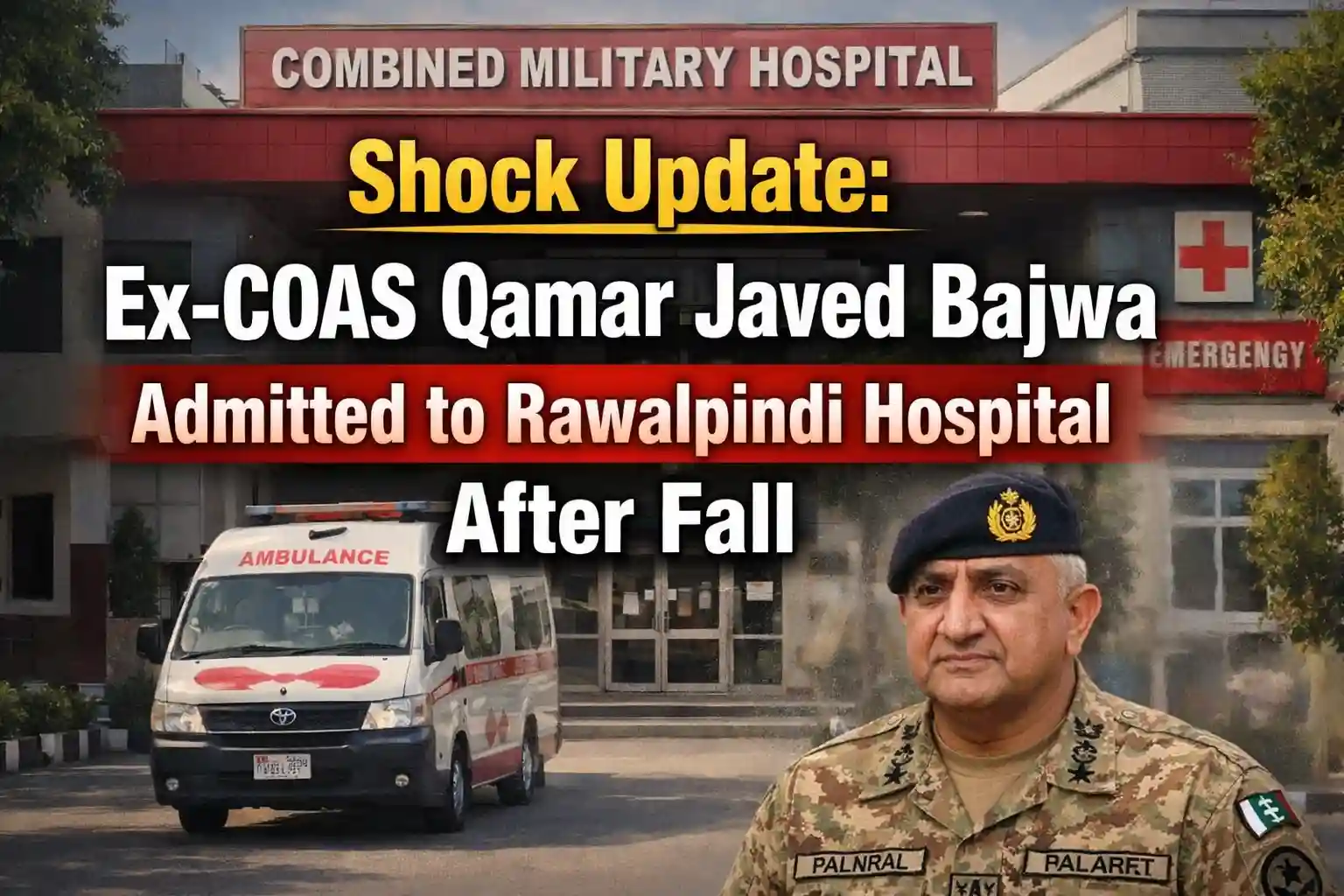 Shock Update Ex-COAS Qamar Javed Bajwa Admitted to Rawalpindi Hospital After Fall