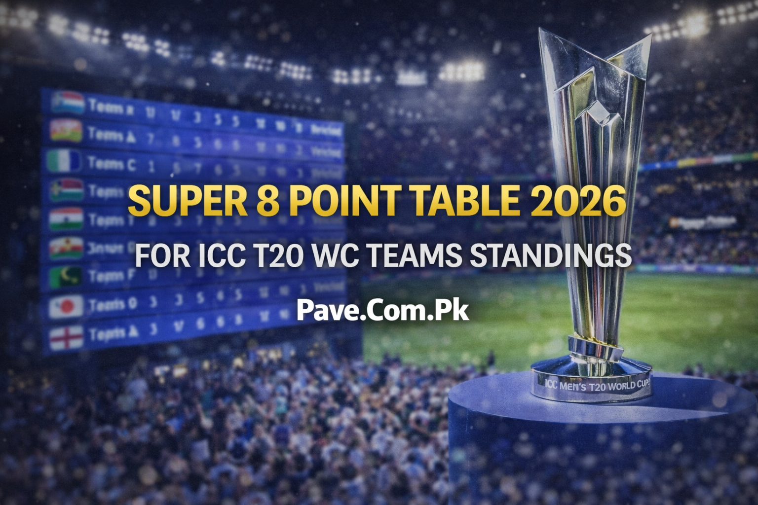 Super 8 Point Table 2026 For ICC T20 WC Teams Standings