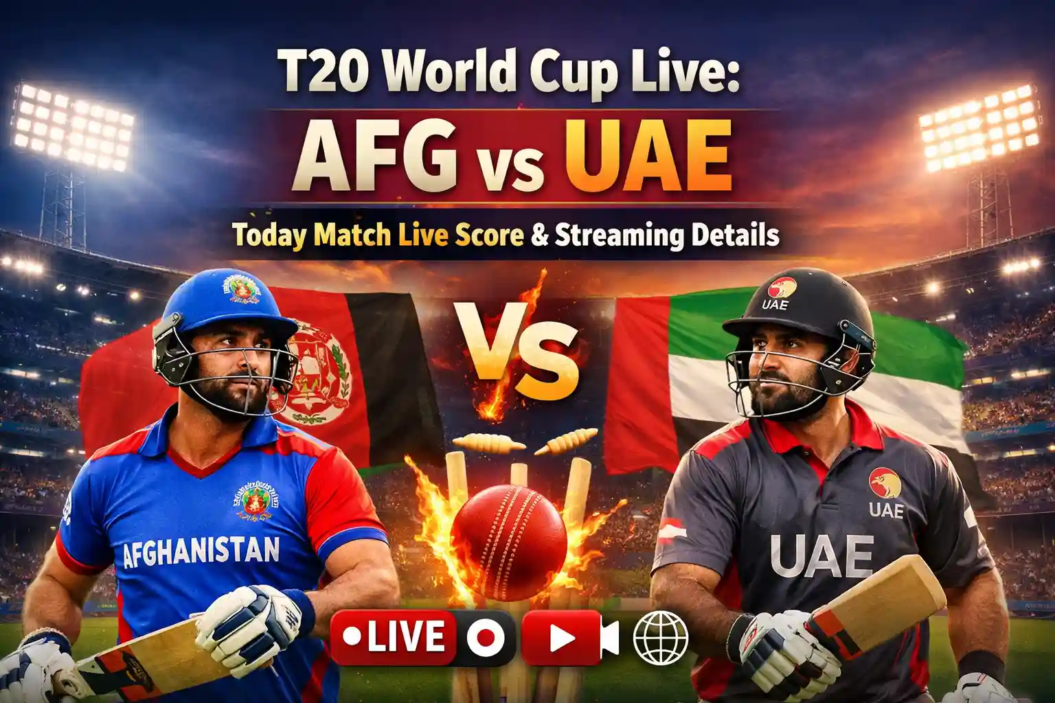 T20 World Cup Live AFG vs UAE Today Match Live Score & Streaming Details
