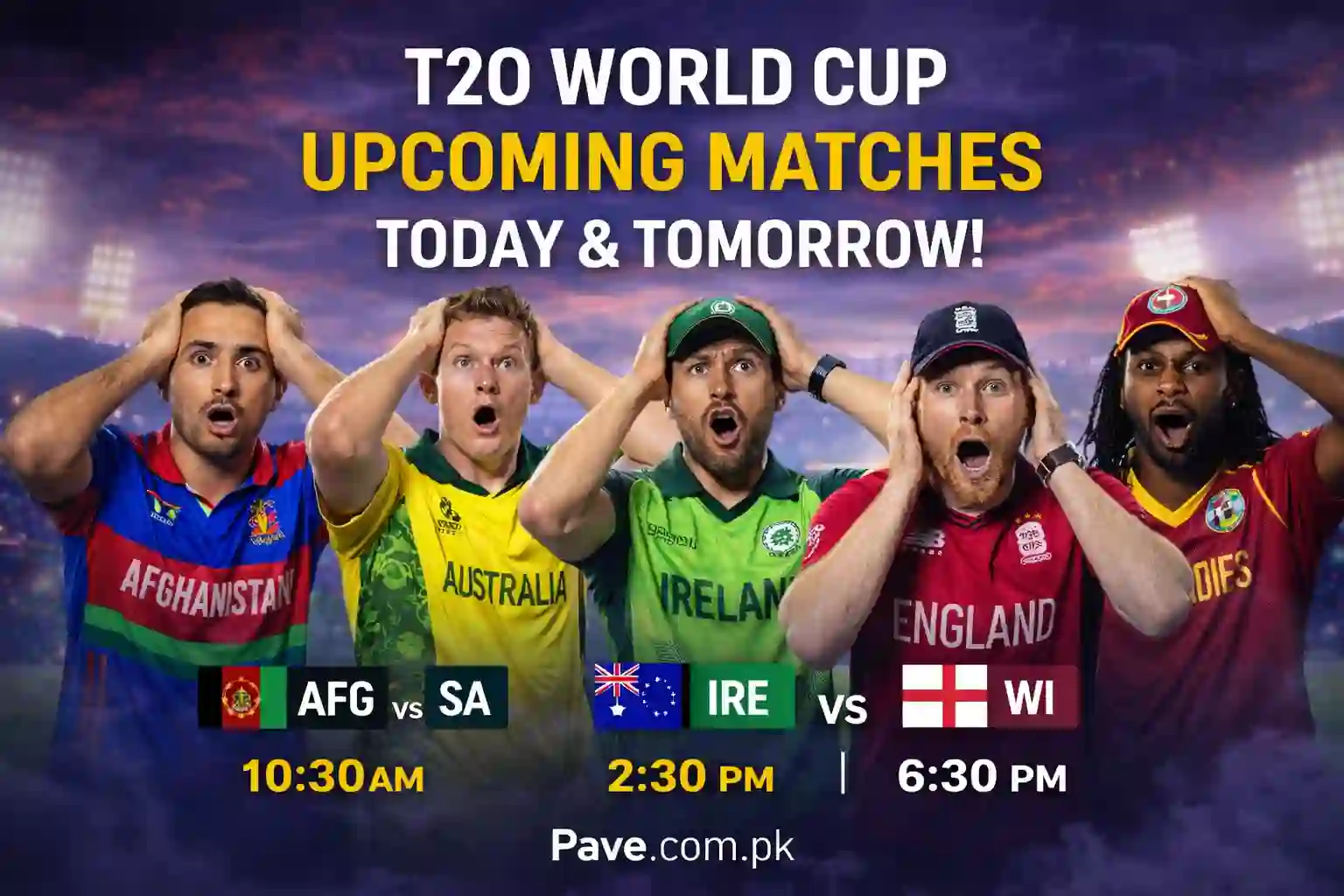 T20 World Cup Upcoming Matches Today & Tomorrow