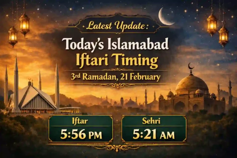 Today’s Islamabad Iftari Timing – 3rd Ramadan, 21 February