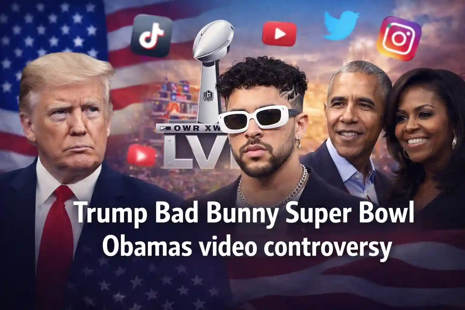 Trump Attacks Bad Bunny’s Super Bowl Performance & Reposts Vile and Racist Video of the Obamas 1 Trump Bad Bunny Super Bowl Obamas video controversy