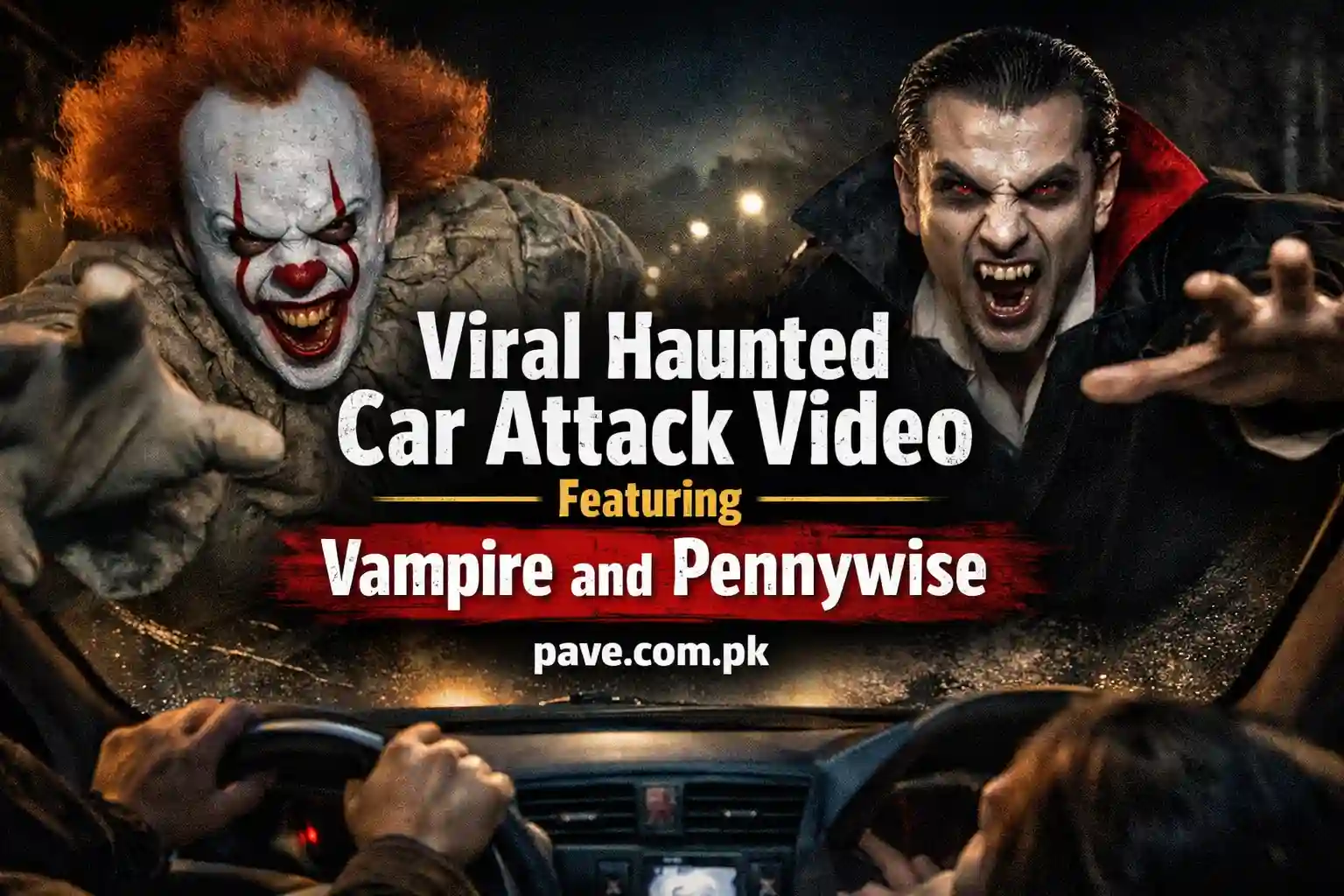 Viral Haunted Car Attack Video Featuring Vampire and Pennywise 1 Viral Haunted Car Attack Video Featuring Vampire and Pennywise