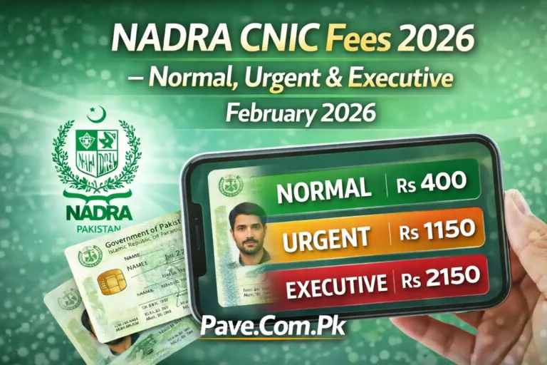 What are Nadra CNIC Fees for Normal, Urgent & Executive ID Types in February 2026