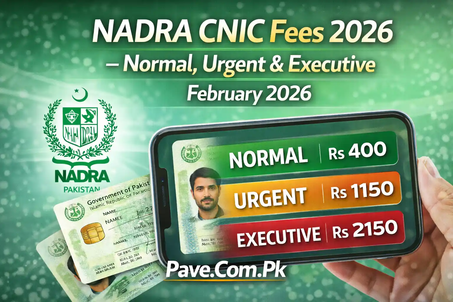 What are Nadra CNIC Fees for Normal, Urgent & Executive ID Types in February 2026