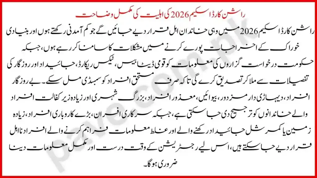 Who Is Eligible for Rashan Card Scheme 2026?