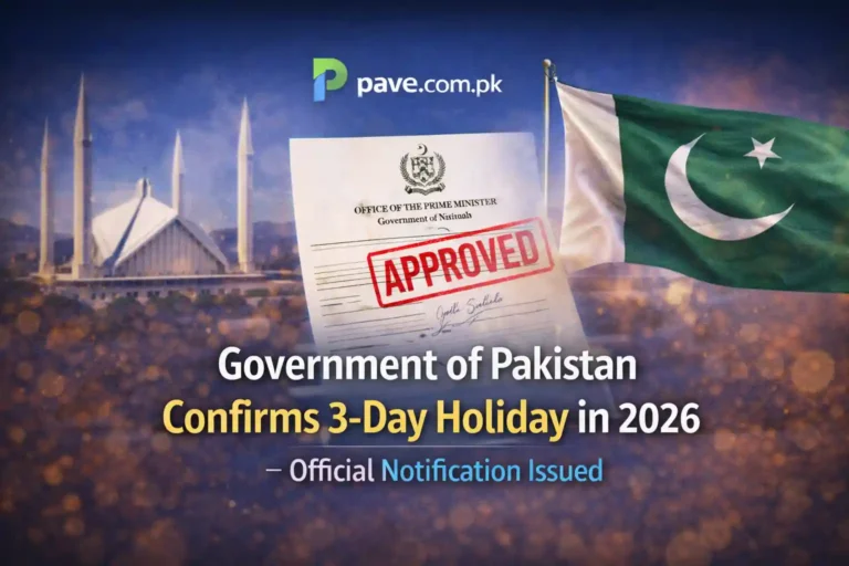 Government of Pakistan Confirms 3-Day Holiday in 2026 – Official Notification Issued