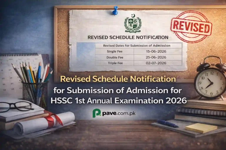 Revised Schedule Notification for Submission of Admission for HSSC 1st Annual Examination 2026 9 Revised Schedule Notification for Submission of Admission for HSSC 1st Annual Examination 2026