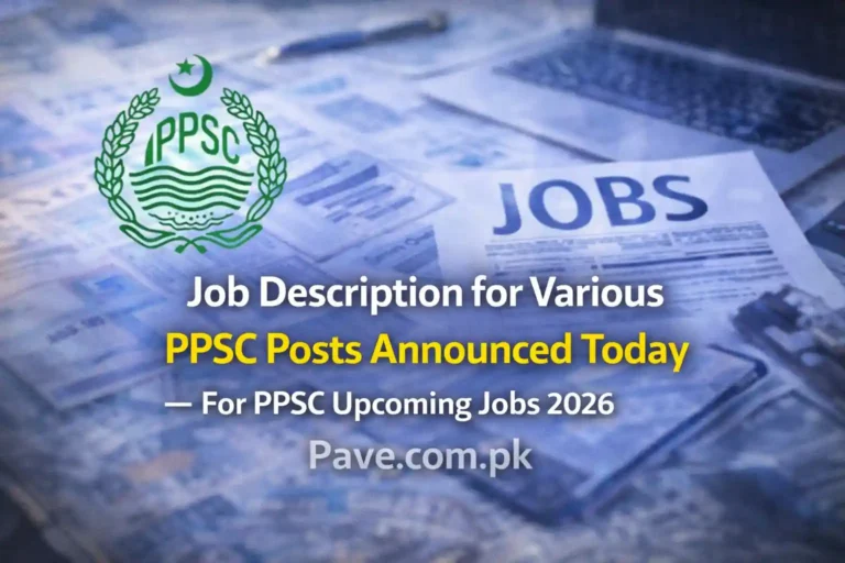 Job Description for Various PPSC Posts Announced Today For PPSC Upcoming Jobs 2026