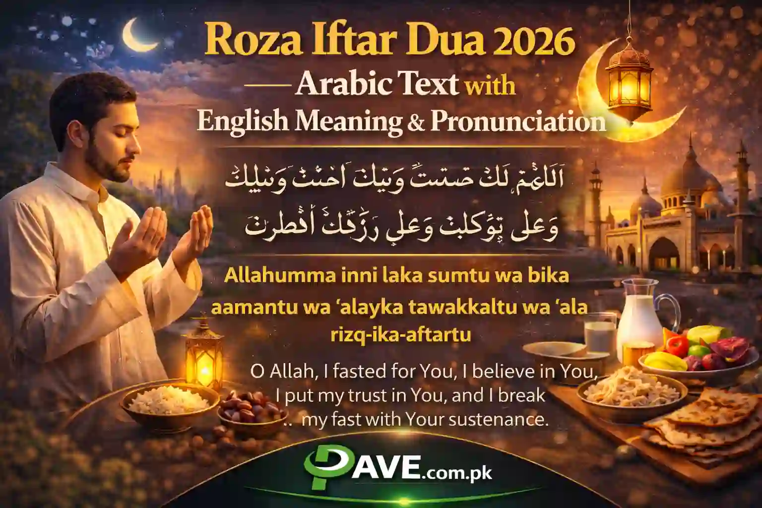 Roza Iftar Dua 2026 – Arabic Text with English Meaning & Pronunciation