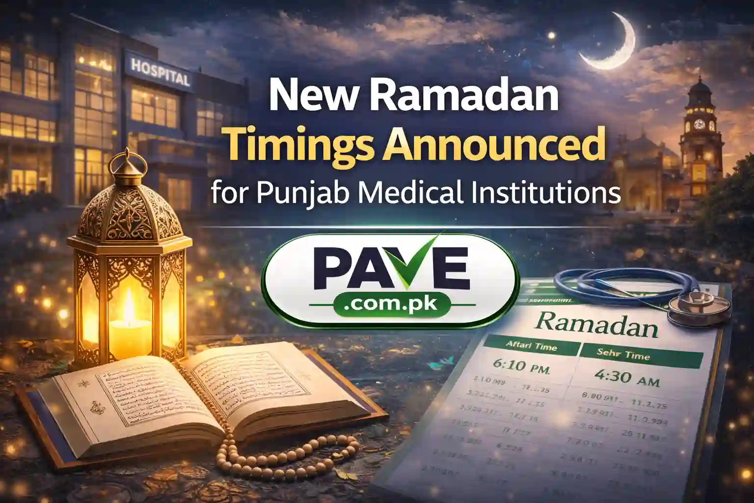 New Ramadan Timings Announced for Punjab Medical Institutions