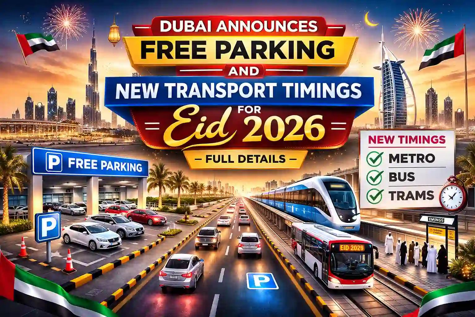 Dubai Announces Free Parking and New Transport Timings for Eid 2026