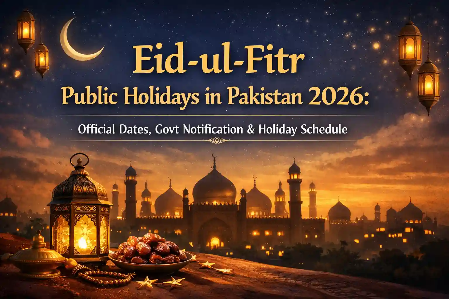 Eid-ul-Fitr Public Holidays in Pakistan 2026: Official Dates, Govt Notification & Holiday Schedule 1 Eid-ul-Fitr Public Holidays in Pakistan 2026